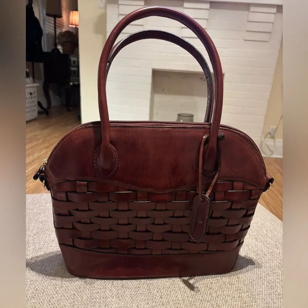 Etienne Aigner Brown Leather w/ Woven Design - Picture 1 of 5